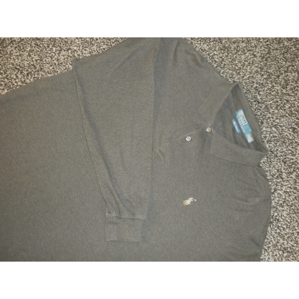 Polo Ralph Lauren Polo‎ Shirt Mens XL Gray Pima Interlock Long Sleeve Flesh Pony